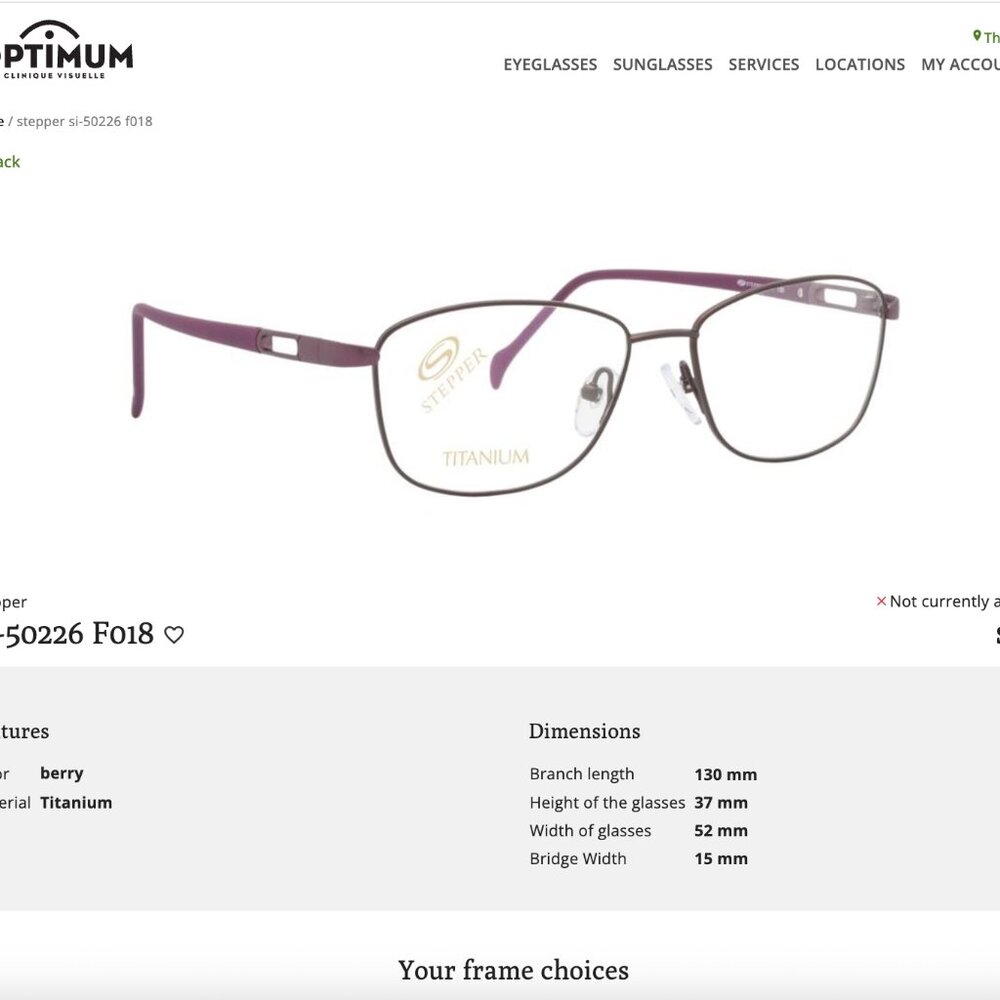 Dusky pink / rose gold titanium women's glasses Stepper model SI-50226